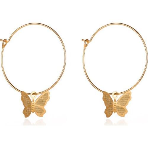 Fashion Korean Acrylic Butterfly Hoop Earring Women Fresh Big Circle Earrings Mini Cute Butterfly Ear Hoop Lady Jewelry Gifts