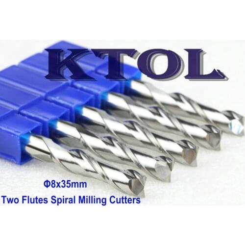 Strong 8*35MM 2 Flute End Mill for Wood Tools Machine, Tungsten Carbide Cutter Endmill CNC Router Bits for Wood Cutting Carving