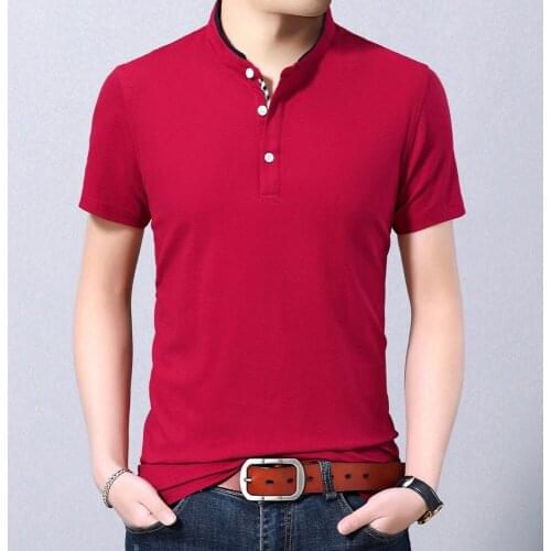 Collar Mens Polo Stand Brands 2020 Summer New Chinese Style Breathable Shirt Button Men Polos Short Sleeve 8colors E3345
