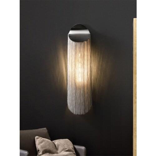 Nordic aluminum chain Fringed wall lamps modern living room decorated luxury bedroom gold silver wall sconces lights lighting