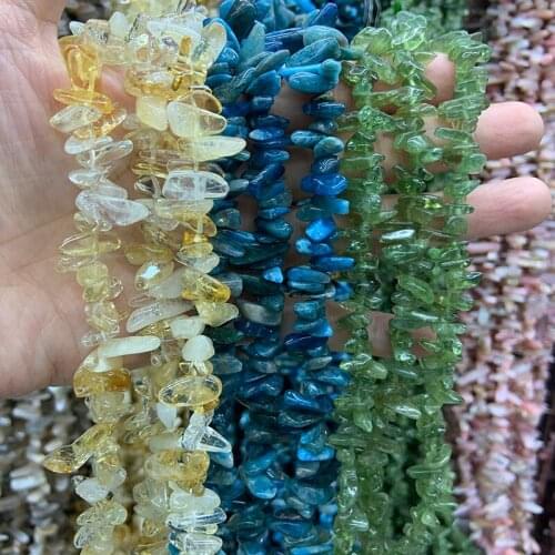 Natural Citrines Apatite Peridot Stone Beads 15'' Stick Spike DIY Loose Beads For Summer Jewelry Making Beads Women Men Necklace