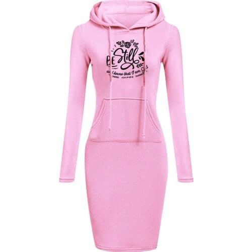 New Women Casual Hoodies Dress Ladies Letters Printing Hooded Long Sleeved Dress Casual Pullovers Sweatshirts Plus Size Tops