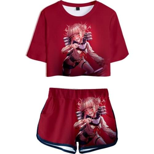 New Boku No Hero Academia My Hero Academia Cosplay Costume Cute Summer Adult Girls Cartoon Print Tops + Shorts XS-XXL C37M202