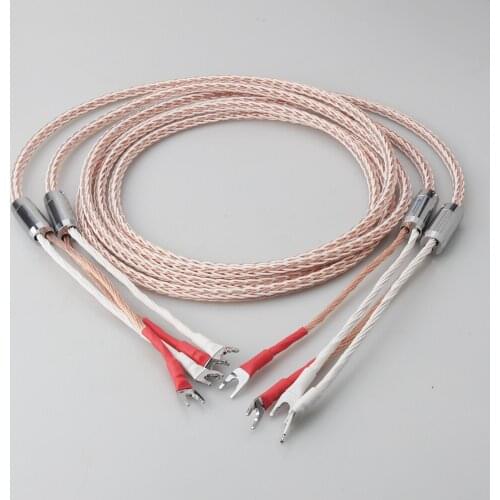 New OCC 8TC speaker cable, speaker amplifier HiFi connection cable Y-Y / Banana plug-Banana plug / Y-Banana plug