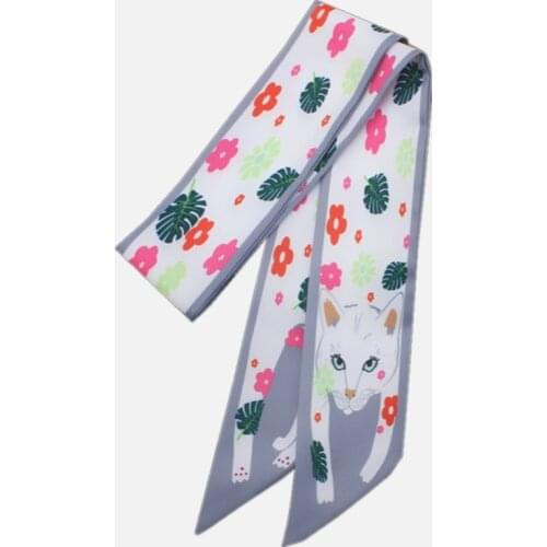 Newly listed animal print womens scarf luxury brand decoration tied bag small silk scarf ribbon ladies silk hair band MQ13