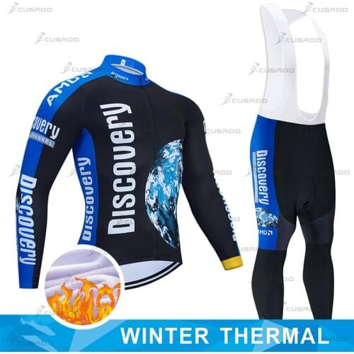 DISCOVERY TEAM LONG Sets MTB Cycling Jersey Custom Made Ropa Ciclismo Short Cycling Wear Team Winter Thermal Fleece