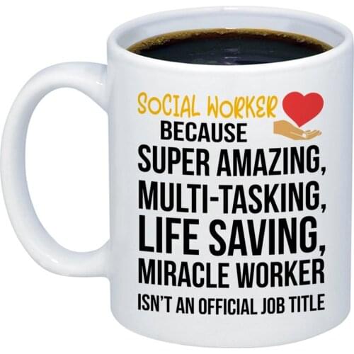 Social Worker Gifts Amazing Social Worker Miracle Worker Job Title Coffee Mug Funny Unique Gift