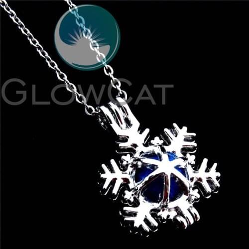 R-K289 Christmas Winter Snowflake Flower Stones Beads Cage Locket Necklace Aroma Essential Oil Diffuser Pendant Necklace