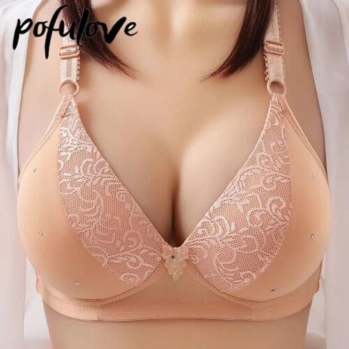 Plus Size Bra 36-42 BCD Push Up Bras Women Wireless Underwear Seamless Bralette Lace Sexy Brassiere Thin Breathable Lingerie