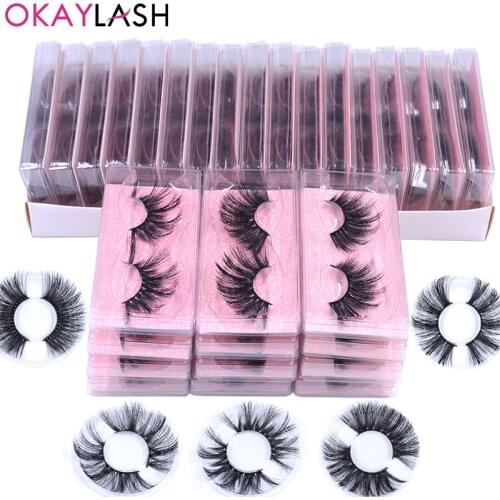 OKAYLASH 10/50/100pairs Bulk Super Long Siber Eyelashes Fluffy Dramatic 25mm Dense Eye Lashes Extra Big Vegan Cilias Wholesale