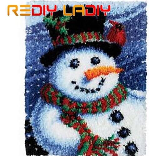 Latch Hook Rug Snowman Christmas Crocheting Carpet Rug 100% Acrylic Yarn Sofa Cushion Mat DIY Carpet Home Decor Hobby & Crafts