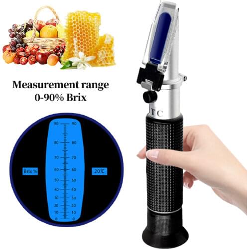 Handheld Brix Refractometer 0-90% Sugar Content juice liquids Tester with ATC Measurement Tool Sauce Meter for honey 10%off