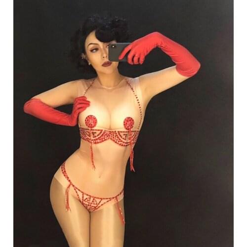 Sexy Stage Costume Women Nightclub Singers Tassel Bodysuit DJ Gogo Dancer Outfit Rhinestone Jumpsuit Pole Dance Wear DNV10532