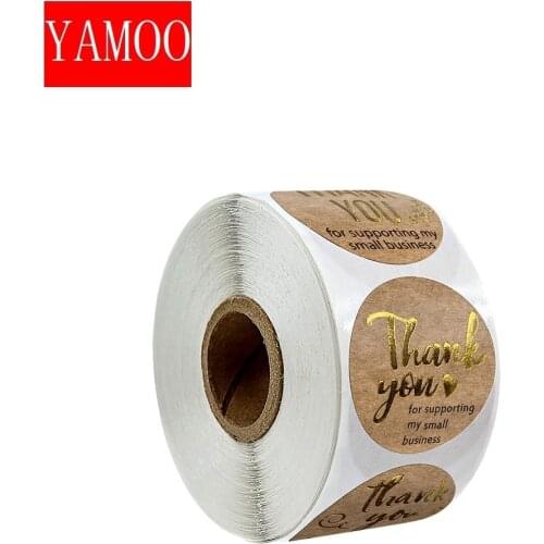 Thank you for supporting my business kraft stickers with gold foil round labels stickers for small shop handmade sticker