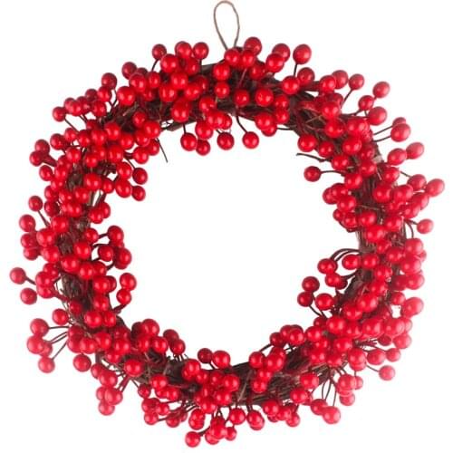 30cm 35cm 40cm Jungle Party Berry Decoration Wreath Red Fruit Garland Wall Door Pendant Christmas Ornament Wedding Decorations