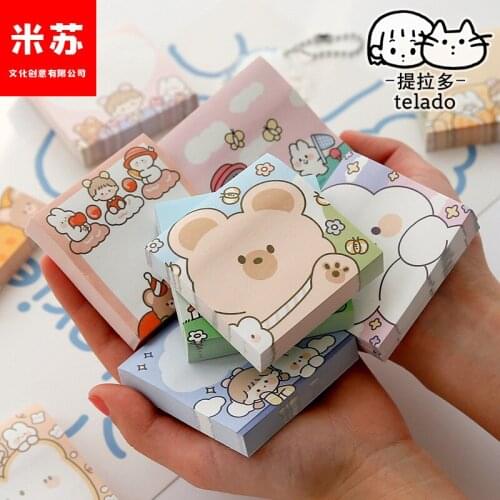 100sheets Rabbit Diary Sticky Notes Cute Hand Account Ins Cartoon Girl Notes Memo Message School Supplies Memo Pads Stationery