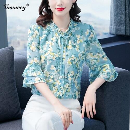 Vintage Chiffon Blouse Women Black Blusas Mujer De Moda 2021 Summer Korean Style Plus Size Tunic Tops Aesthetic ruffle Shirts