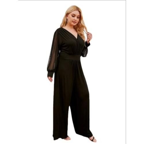Womens fashion black onesies Temperament casual jumpsuit woman Spring and Autumn Women