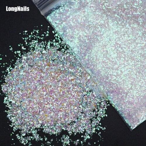 50g/bag Nail Art Flakes,Broken Fragment Irregular Flake,Iridescent Mermaid Ultra-thin Mylar Flake For DIY Nail Polyester Flakes