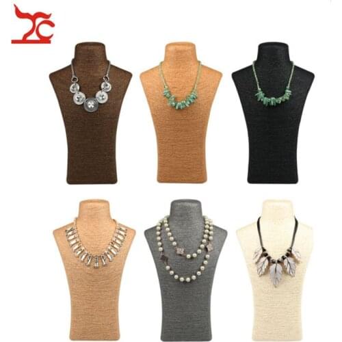 1Pc Retro Hemp Rope Mannequin Bust Necklace Display Holder Window Store Necklace Ornament BIJOUX Organizer Neck Jewelry Stand