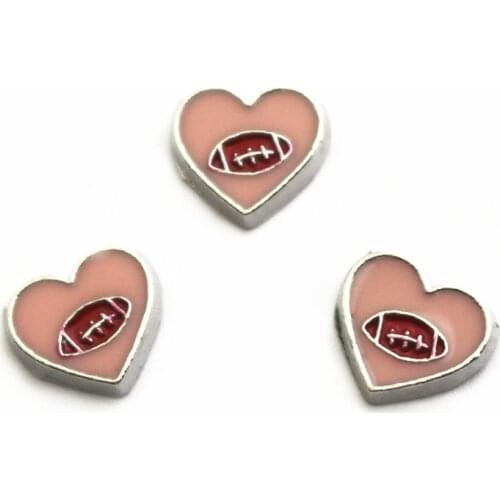 10pcs/lot heart Charms rugby Floating Charms for Floating Memory pendant charms Lockets DIY Jewelry