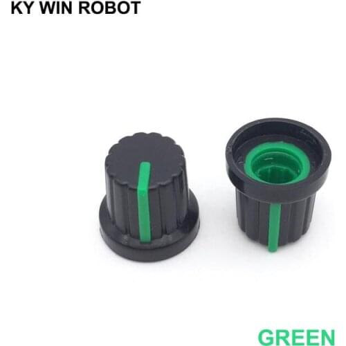 10PCS /lot Green Volume Control Rotary Knobs For 6mm Dia Knurled Shaft Potentiometer Durable