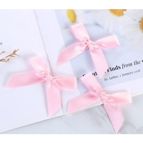 100 pcs/pack) Light Pink Ribbon Bows Small Size Satin Ribbon Bow Flower Craft Decoration Handwork DIY Party Decoration