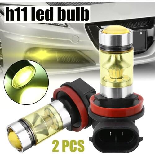 2pcs H11 H8 LED Headlight Fog Light Bulbs 12V 100W 4300K Yellow Car Auto Running Lights Driving Lamp
