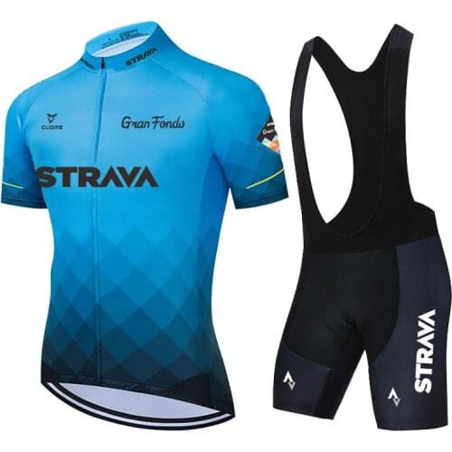 2021Team STRAVA Cycling Jersey Set MTB Mountain bike Clothing Men Short Set Ropa Ciclismo Bicycle Wear Clothes cycling dress men