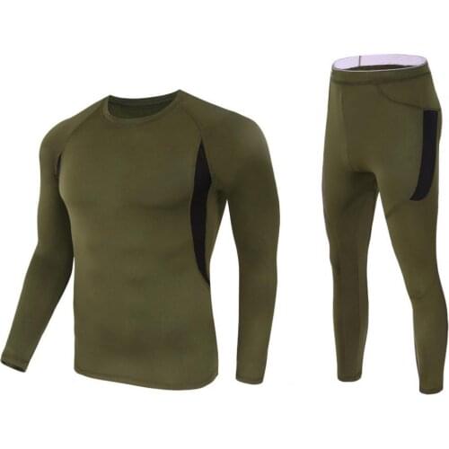 2021 Mens Sport Running Clothes Winter Long Sleeve Blouse Top Pants Quick Drying Thermal Underwear Set Male Clothing