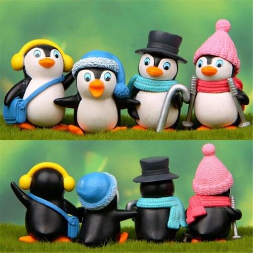 4pcs/set DIY Mini Winter Penguin Toy Miniature Figurine for Children Gift Birthd T3LA