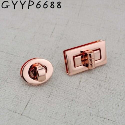 5 colors Hight qulity Rose gold oval rectangle lock twist turn rectangle lock for bag handbags hardware accessories leather