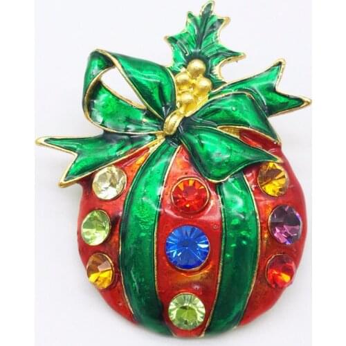 5PCS New Year Series Metal Drop Tape Drill Christmas Vase Two-purpose Brooch 44 * 30MM Jewelry Gift Christmas Decoration Brooch