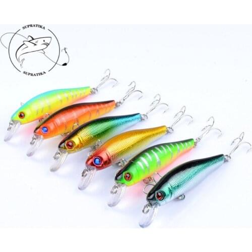 6Pcs/Lot 3D Eyes Fishing Minnow Lure Bait 5cm/8.9g Wobblers Artificiais Hard Iscas With 6# Treble Hooks Tackle