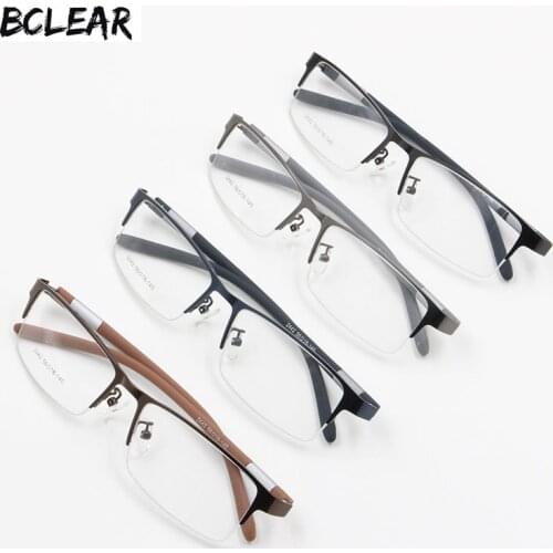 BCLEAR Popular Half Rim Alloy Man Spectacle Frames Flexible TR90 Temple Legs Optical Eyeglasses Frame Men Semi-Rimless Eyewear