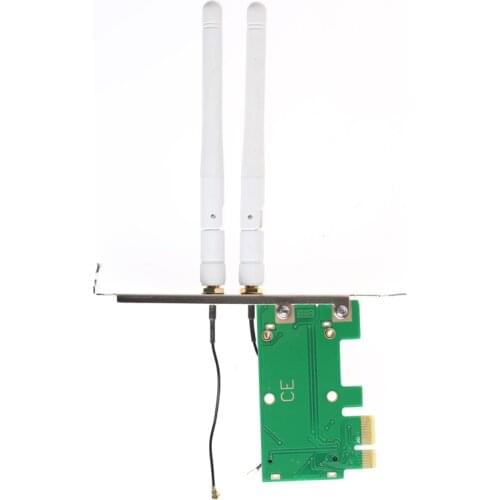 Wireless Wifi Network Card Mini PCI-E To PCI-E 1X Desktop Adapter + 2 Antennas
