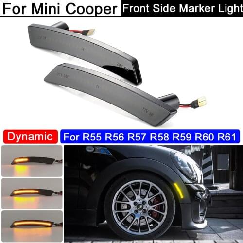 2Pcs Smoked Lens Front LED Side Fender Marker Lamp Dynamic Amber Side Marker Light For Mini Cooper R55 R56 R57 R58 R59 R60 R61
