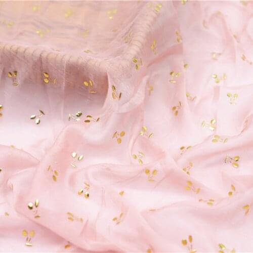 Bronzed Fabric for Cosplay Dress Dancing Stage Dress Fabric Chiffon Thin Bronzed Cherry Fabric Wedding costume DIY 1M/lot