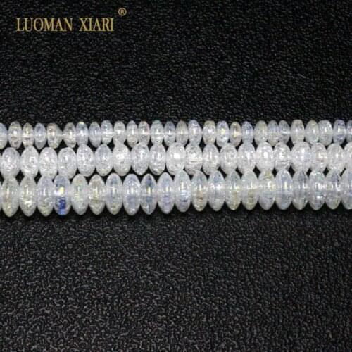Wheel Shape AB Snow Cracked Crystal Stone Beads Wholesale Natural For Jewelry Making DIY Bracelet Necklace 4*6/ 5*8 / 6*9mm