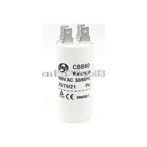 Household Washers Non Polar Motor Capacitor White 6UF 450VAC CBB60