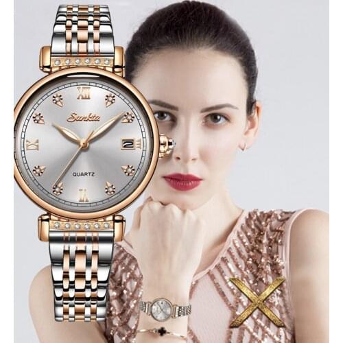 SUNKTA New Rose Gold Women Watch Business Quartz Watch Ladies Top Brand Luxury Female Wrist Watch Girl Clock Relogio Feminin