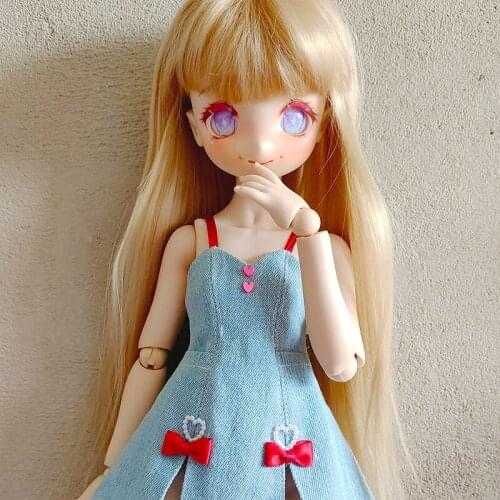 D03-P390 children toy BJD DD SD MSD 1/6 1/4 1/3 dolls clothes Denim skirt with suspenders 1pcs