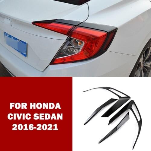 For Honda Civic Sedan 2016-2021 Glossy Black Tail Rear Light Lamp Cover Trim Car Decoration