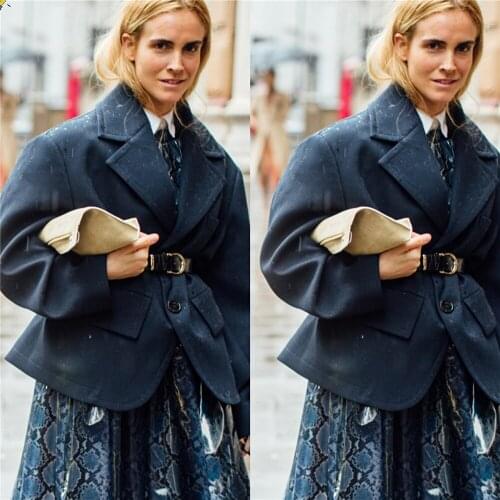 Elegant Chic Suits New Designed Pocket Loose Woolen Blazer Office Lady Casual Daily Custom Made Jacket 1Piece