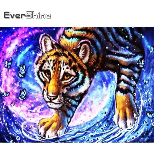 Evershine Diamond Painting Tiger 5D DIY Full Square Diamond Embroidery Sale Animal Picture Of Rhinestone Home Decor Gift