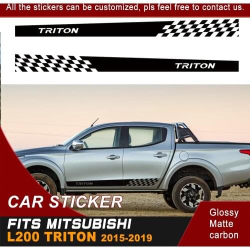 Racing flag car sticker door body 4x4 styling graphic vinyl car decals fit for mitsubishi l200 triton 2015 2016 2017 2018 2019