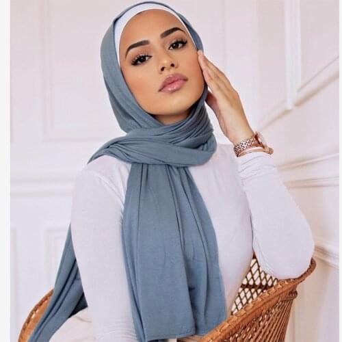 Hot Sale Modal Cotton Jersey Hijab Scarf Women Muslim Stretchy Scarves Solid Color High Quality Plain Foulard Bandana 180*80cm