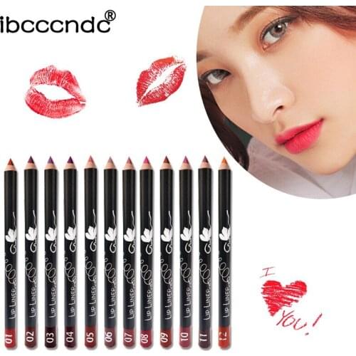 IBCCCNDC 12Colors Lip Liner Kit Lip Makeup Long-Lasting Matte Lipliner Pencil Waterproof Moisturizing Lipstick Contour Cosmetic