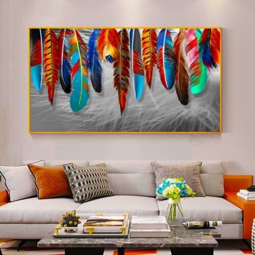 Rhinestone painting diamond embroidery Abstract feather colorful art Diamond Painting Full Square Handmade Decor Cross Stitch