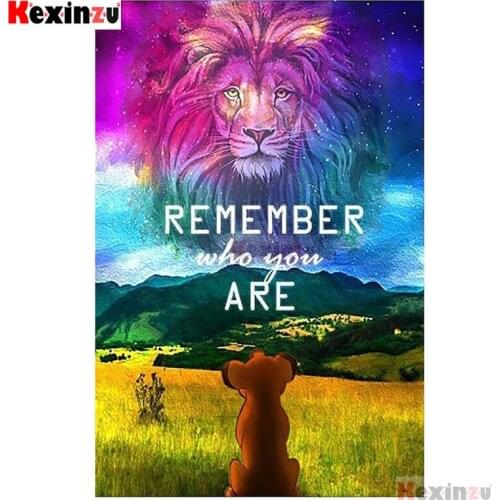 Kexinzu 5D Full DIY Square/Round Diamond Painting"Lion wishes"3D Embroidery Cross Stitch Mosaic Wall sticker decor Gift X01